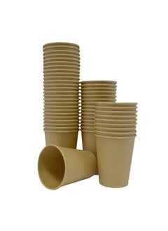 Buy Paper Cups 8oz Single Wall Brown Disposable Coffee Cups for Hot And Cold Drinks 150 Pieces. in UAE