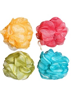 Buy 4 Pack Soft Fluffy Gentle Exfoliating Bath Ball Mesh Body Scrub Mesh Loofah Shower Sponge Ball Pouf Shower Ball Scrubber Exfoliator Mesh Sponge Body Cleansing Bath Bubble Ball in UAE