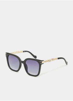 اشتري Solid Cat Eye Sunglasses with Metal Textured Temple في السعودية