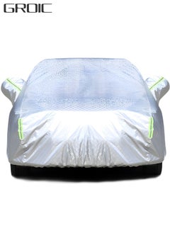 اشتري Multi-Layers Car Cover Waterproof All Weather for Automobiles, Outdoor Full Cover Windproof, Sand proof, Rain proof, UV proof Car Covers with Zipper Door Car Protection White, YXL في الامارات