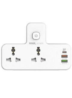 Buy Padom Power Extension Socket Double Plug Adaptor with Touch Control Nightlight, 2 Way Plugs Extension Multi Sockets Wall Charger Adapter with 1 USB-C & 2 USB Slots PD & QC3.0, Power Socket in UAE