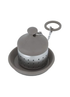 Buy Light brown steel tea strainer with drip saucer in Saudi Arabia