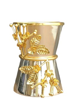 Buy Steel Incense Burner, Silver and Golden Color, 13 cm * 9 cm in Saudi Arabia