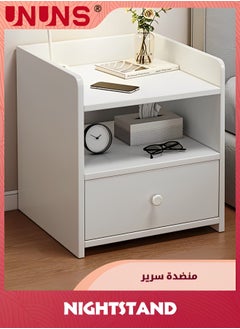 اشتري Beside Table Nightstand,Sturdy Wood Nightstand With Storage Drawer And Shelf,Modern End Table Bedside Table For Bedroom,Dorm,Small Spaces,White في السعودية