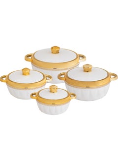 اشتري Hotpot Set of 4 pieces Inner Stainless Steel white with gold في السعودية