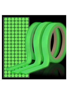 Buy Luminous Tape Waterproof Self-adhesive Green Light with Dot Stickers for Stairs Stage Wall Lamp Decoration 3 Rolls Glow in the Dark 15 Meters in Saudi Arabia