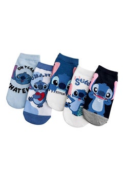 Buy 5 Pairs Lilo & Stitch Short Socks Cartoon Stitch Cute Cotton Socks Summer Ankle Boot Low Cut Socks in Saudi Arabia