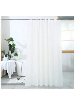 Buy 1-Piece Bathroom Shower Curtain Waterproof Shower Curtain With Hooks White 180x180 Centimeter in UAE