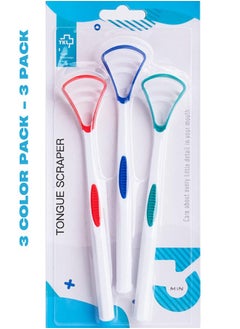 Buy Tongue Scraper & Brush Set - 3 Colors - Oral Cleaning & Hygiene Care for Men & Women Pakc of 3 in UAE