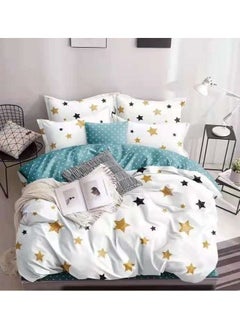 اشتري 6-Piece Printed Combination King Size Duvet Cover Set Includes 1xFitted Bedsheet 200x200+30cm, 1xDuvet Cover 220x240 cm, 2xPillowcase 55x80cm, 2xCushion Case 45x70cm في الامارات