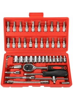 Buy 46-Piece Ratchet Wrench Socket Set Metric Drive Screwdriver with Box in UAE