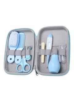 Buy 8-Piece Baby Care Kit with Thermometer, Nasal Aspirator, Toothbrush, Emery Board, Nail Clippers, Scissors, Brush, and Comb, Portable Care Tool for Young Children, Blue in Saudi Arabia