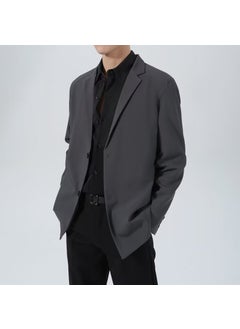 Buy British Style Mens Casual Blazer Suit Jacket Dark gray in Saudi Arabia