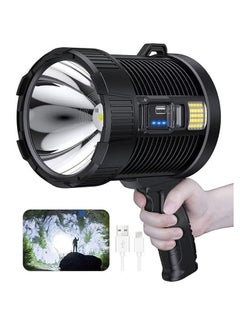 Buy Rechargeable Spotlight, 100000 Lumens Led Spot Lights Handheld Large Flashlight Super Bright Outdoor Solar Spotlights Searchlight with Cob Light, 6 Modes, IPX5 Waterproof in UAE