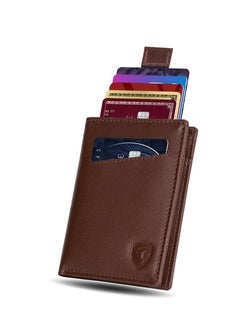 Buy RFID  Leather Minimalist Bifold Wallet For Men Brown in UAE