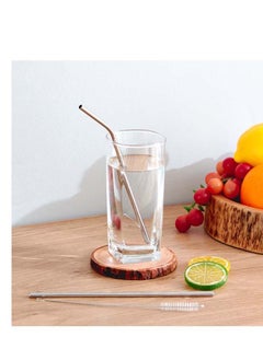 Buy Alina 3-Piece Stainless Steel Reusable Straw Set With Brush Cleaner 0.5 x 21.5 x 0.5 cm in UAE