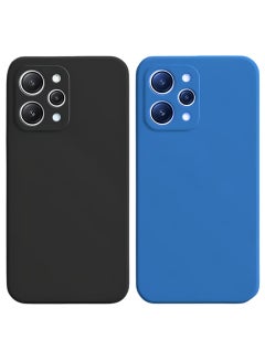 Buy Redmi 12 4G(Not For Redmi Note 12)- 2-Pack Matte Silicone Case Cover - Slim, Colorful, Good Grip (Black, Blue) in UAE