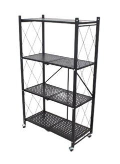 Buy 4-Layered Foldable Storage Rack With Wheels in Saudi Arabia