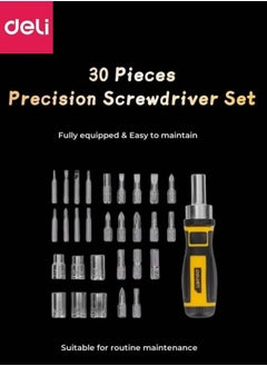 Buy 30 Pieces Precision Screwdriver Set with 23 Chrome Vanadium Steel Bits and 6 Sockets and Ratchet Handle Magnetic Repair Tool Kit for Camera Computer Mobile Phone and Game Console in Saudi Arabia