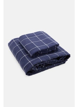 اشتري Single Flannel Duvet Set 135 x 200 cm, Navy في الامارات