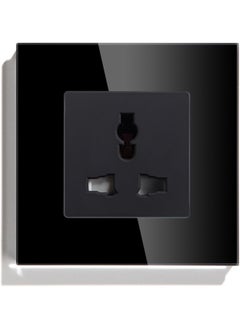 Buy Universal Wall Socket 1 Gang Black, Multifunctional Wall Outlet, Unswitched Power Socket with Glass Panel Applicable for Over 180 Countries Plug Type in Saudi Arabia