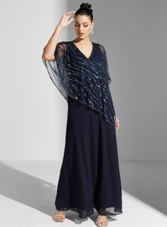 Buy V-Neck Lace Detail Dress in UAE