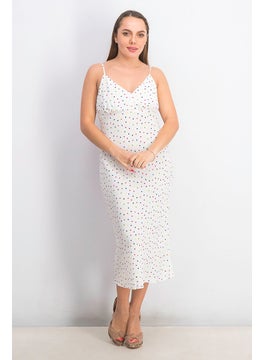 اشتري Women Micro Dot Print Midi Dress, White Combo في الامارات