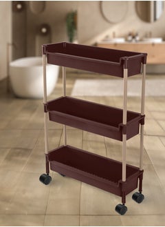 Buy El Helal Bathroom Organizer With 3 Shelves With Wheels, Brawn Bathroom Trolley in Saudi Arabia