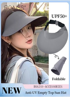 اشتري Women's Anti-UV Empty Top Sun Hat, Rollable Empty Top UPF50+ Sun Protection Outdoor Sports Cycling Beach Sun Cap Adjustable Size في الامارات