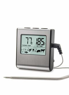 Buy Grill Thermometer, Large LCD Digital Cooking Food Meat Thermometer, Smoker Oven Kitchen BBQ Grill Thermometer Clock Timer with Stainless Steel Temperature Probe for Kitchen Cooking BBQ Grill in UAE