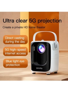 Buy Android Video Projector with 5G WiFi & Bluetooth - Ultra HD Portable Projector with A007 Chip, Compatible with iOS, Android, and HuaweiCast in UAE