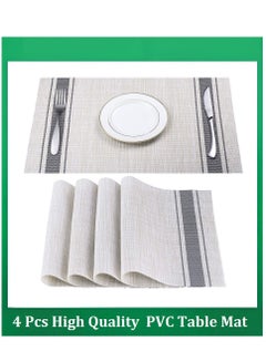 Buy 4 Pack Striped Non-slip PVC Placemats Off-White in Saudi Arabia
