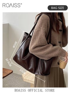 Buy Women Single Shoulder Bag Versatile Commuter Handheld Bag with Large Capacity Underarm Tote Bag Fashionable Soft Leather Shoulder Bag in Saudi Arabia