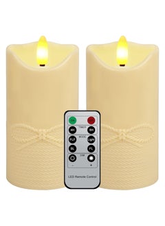 Buy 2 Pcs LED Candles Flickering Flameless Candles with Remote Control Timer, Tealights Candle Small Electric Fake Tea Candle Realistic for Wedding in UAE