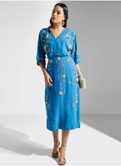 Buy Floral Embellished Wrap Dress in Saudi Arabia