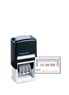 اشتري Recieved Stamp with Date, Self Inking Stamp for Office Business Supplies, Red Ink Date and Blue Text في الامارات