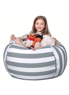 Buy Stuffed Animal Storage Bean Bag Chair Cover For Kids | Stuffable Zipper Beanbag For Organizing Children Plush Toys Large Premium Cotton Canvas in Saudi Arabia