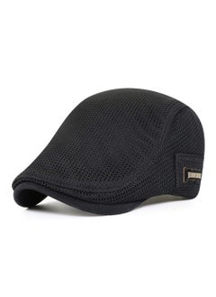 Buy New Style Men Beret Cap Newsboy Hat Adjustable Irish Cabbie Gatsby Cap Mesh Breathable Driving Hat Outdoor Sun Protection Classic Beret Black in UAE