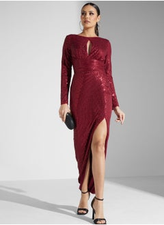 Buy High Low Keyhole Neck Dress in UAE