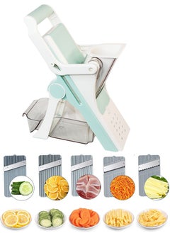 Buy Mandoline Slicer for Vegetables and Meat Vegetable Chopper Slicer for Fruit, Potato, Onion, French Fry, Cheese, Slice Julienne, Cutter Grater for Kitchen for Quick Easy Meal Prep, 5 Blades 1 Container in Saudi Arabia