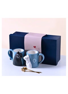 Buy Coffee Couple Mug set, Unique Funny Tea Ceramic Cup Set for Bride and Groom, Matching Gift For Birthday, Anniversary, Weddin, (Cat mug) 400ml in UAE