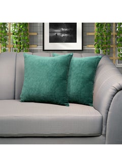 Buy Sterling Solid 2Piece Velvet Cushion Cover Outer Layer 100% Cotton Velvet  Soft Pillow Case For Home And Living Room  L 45 X W 45 Cm  Teal  811500132125 in UAE