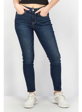 Buy Women Skinny Fit Mid Rise Stretchable Denim Jeans, Navy in Saudi Arabia