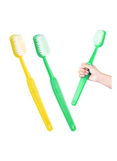 اشتري SYOSI 2 Pieces Giant Toothbrush Prop Large Toothbrushes Big Brush Oversized Gag Novelty Toys for Costume Take Picture Comedy Party Favors Pet Grooming Brush (Green, Yellow) في السعودية