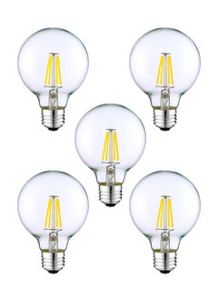 Buy 5 Pcs A60 Clear Glass Lampshade E27 LED Filament Edison Bulb, 8W, 6500K Cool White, Non-Dimmable, Round Shape Bulb,  for Home Indoor Decoration, Interior, Chandelier, Room Decor And More in UAE