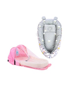Buy Star Babies - Baby Sleeping Pod + Bed with Mosquito Net-Grey/Pink in UAE