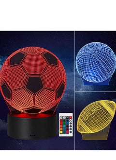 اشتري 3 Patterns 3D LED Multicolor Night Light  3D Optical Illusion Bedside Lamp  Remote & Touch Control 16 Colors for Christmas New Year Birthday Gifts  Child Room Home Decor  Basketball+ Soccer+ Football في الامارات