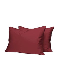 اشتري 2-Piece 100 Long Staple 400 Thread Count Soft Sateen Weave Luxury Pillow Cases Includes 2xPillow Cases Cotton Rio Red 48x74cm في الامارات