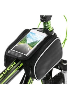 اشتري Bicycle Front Frame Touchscreen Phone Bag Mountain Bike Cycling Top Tube Double Pouch Pannier Bag for 5.7 Inch Cell Phone في الامارات