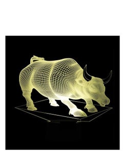 اشتري 3D Illusion Lamp LED Night Light Bull Acrylic with 7 Colors Touch Remote Control Change Home Decoration Table Lamp Best Birthday New Year Gifts Children في الامارات